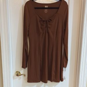 NWT SO Women's Elegant Brown Long Sleeve Dress XL